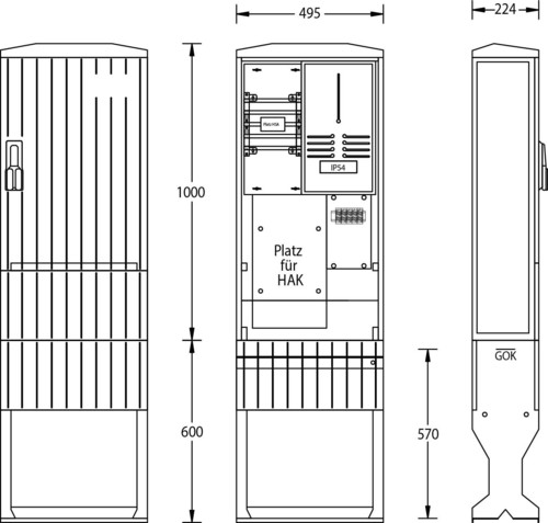 uesa Zähleranschlusssäule 1600x495x224mm ZAS-1-FL-S Avacon AG