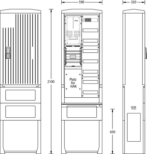 uesa Zähleranschlusssäule 2100x590x320mm ZAS-S-1-1MP Avacon