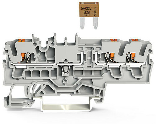 WAGO GmbH & Co. KG 3-Leiter-Sicherungsklemme ISO 8820-3,grau 2202-1781