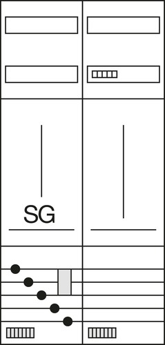 Hager Komplettfeld, univers Z 1ZP, H=1050mm,2-feld ZK31X1N