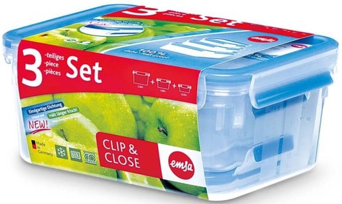 Emsa Frischhaltedosen-Set 0,55/1/2,3L CLIP CLOSE 3D 3ERSET