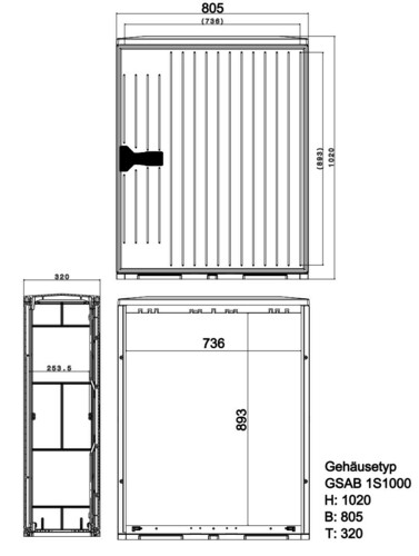 GSAB Elektrotechnik Normkabelverteilerschrank HxBxT:1000x805x320 1S1000MDSPIMC