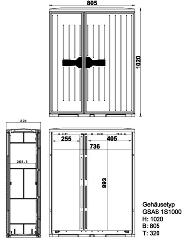 GSAB Elektrotechnik Normkabelverteilerschrank HxBxT:1000x805x320 1S1000ES1ES2