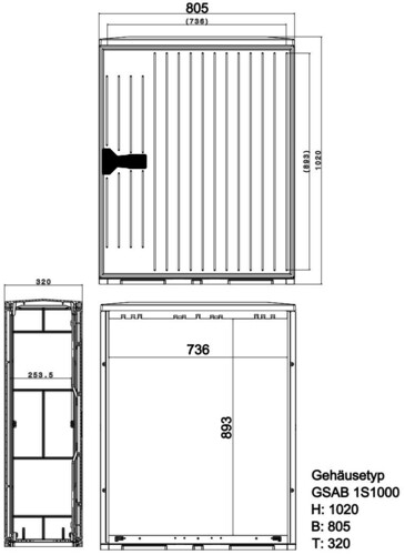 GSAB Elektrotechnik Normkabelverteilerschrank HxBxT:1000x805x320 1S1000MPIMC