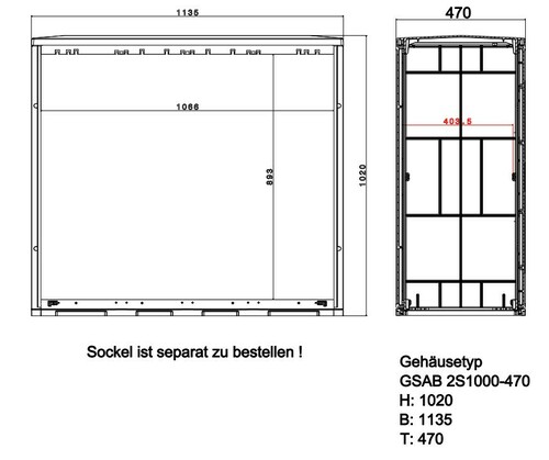 GSAB Elektrotechnik Normkabelverteilerschrank HxBxT:1020x1135x470 2S1000-470MPIMC