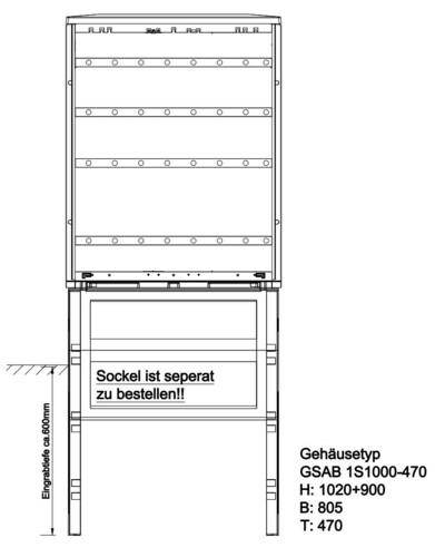 GSAB Elektrotechnik Normkabelverteilerschrank HxBxT:1020x805x470 1S1000-470K
