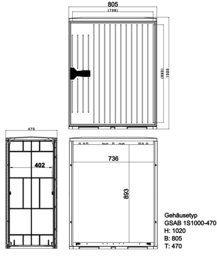 GSAB Elektrotechnik Normkabelverteilerschrank HxBxT:1020x805x470 1S1000-470MPIMC