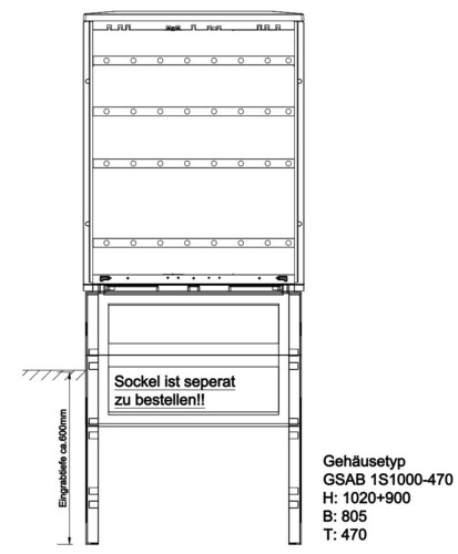 GSAB Elektrotechnik Normkabelverteilerschrank HxBxT:1020x805x470 1S1000-470KPIMC