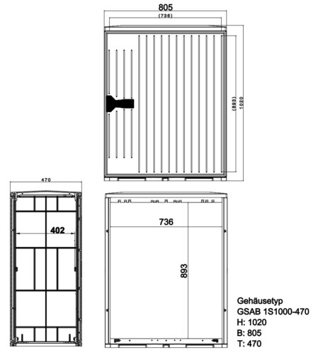 GSAB Elektrotechnik Normkabelverteilerschrank HxBxT:1020x805x470 1S1000-470PIMC