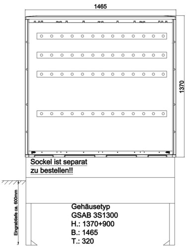 GSAB Elektrotechnik Normkabelverteilerschrank HxBxT:1300x1465x320 3S1300KPIMC