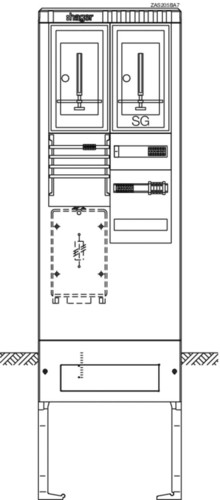 Hager Zähleranschlusssäule 1ZP + 1TSG, TN-C ZAS205BA7