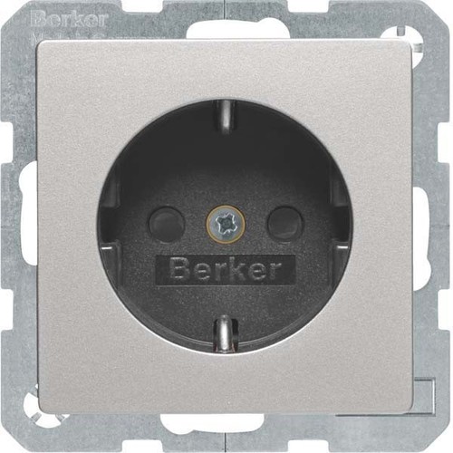 Berker SCHUKO-Steckdose alu/lack mit BSF+erh.BS 41496084