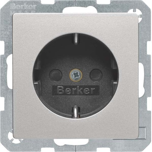 Berker SCHUKO-Steckdose alu/lack mit erhöhtem BS 47236084