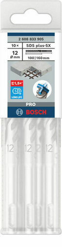 Bosch Power Tools PRO SDS plus-5X Hammerbohrer 12 x 2608833905VE(10)