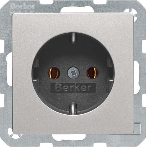 Berker SCHUKO-Steckdose alu/samt m.Schraubliftklemmen 41436084