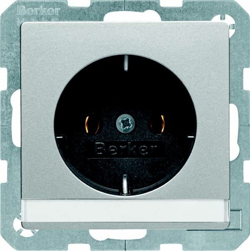 Berker SCHUKO-Steckdose alu/samt m.Beschriftungsfeld 47506084