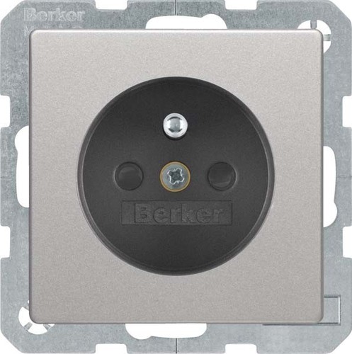 Berker Steckdose alu/samt mit Schutzkontakt 6765766084