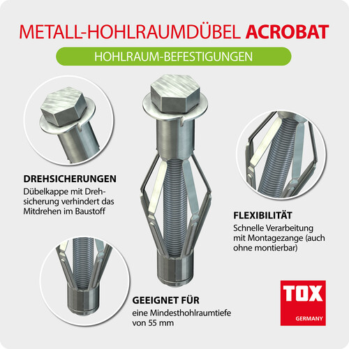 TOX-Dübel-Techn. Metall-Hohlraumdübel Acrobat M8/55