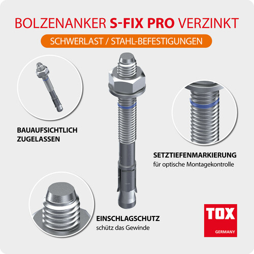 TOX-Dübel-Techn. Bolzenanker S-Fix Pro M8x75/9,KT
