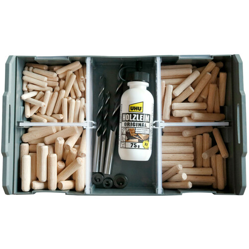 TOX-Dübel-Techn. Holzdübel-Set mit Zubehör TOX L-Boxx Mini Wood TOX-Dübel-Techn. Holzdübel-Set mit Zubehör TOX L-Boxx Mini Wood
