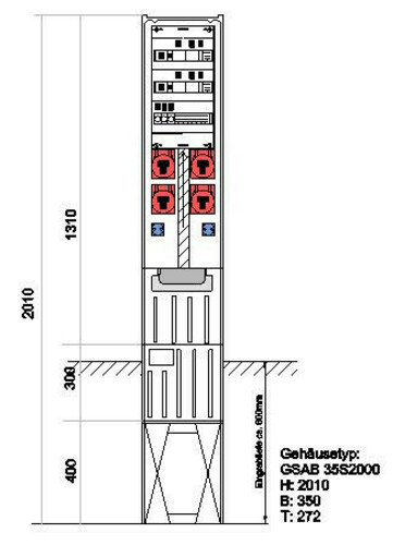 GSAB Elektrotechnik Festplatzverteiler HxBxT:2010x350x280mm 35S20FP4162S
