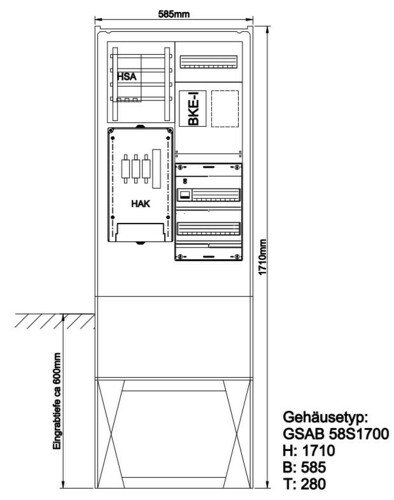 GSAB Elektrotechnik Zähleranschlußsäule eNetz Südhessen 48.00.1P11bez