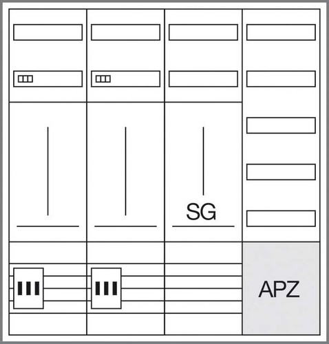 Hager Komplettschrank,univers Z 2ZP,3P.,1SG,VT5,APZ ZB343Q29EN