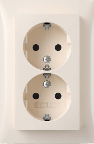 Berker SCHUKO-Doppelsteckdose Abdeckpl. weiß-glanz 47598982