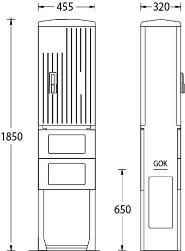 uesa Leersäule IP44 1850x455x320 A060-1850