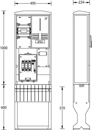 uesa Zähleranschlußsäule 1600x495x224mm ZAS-1-FL-S Netze BW