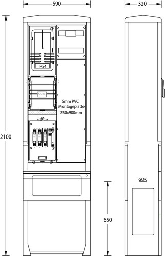 uesa Zähleranschlußsäule 2100x590x320mm ZAS-S-1-1MP N-ERGIE