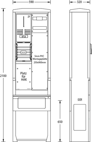 uesa Zähleranschlußsäule 2100x590x320mm ZAS-S-1-1MP WEMAG