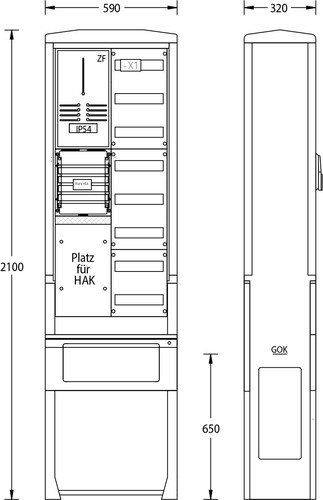 uesa Zähleranschlußsäule 2100x590x320mm ZAS-S-1-1VF AVACON