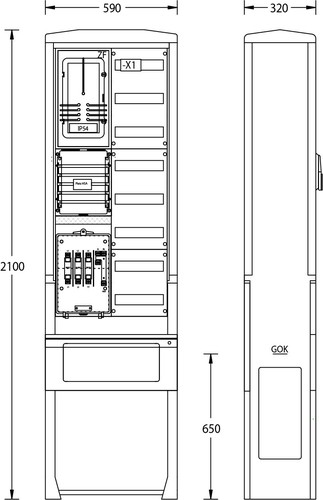 uesa Zähleranschlußsäule 2100x590x320mm ZAS-S-1-1VF Bayernw.