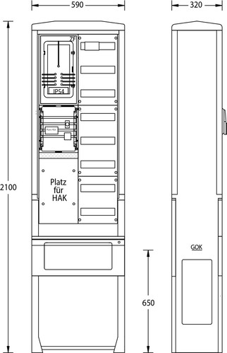 uesa Zähleranschlußsäule 2100x590x320mm ZAS-S-1-1VF ENSO