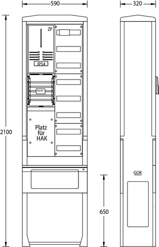 uesa Zähleranschlußsäule 2100x590x320mm ZAS-S-1-1VF EWE Netz