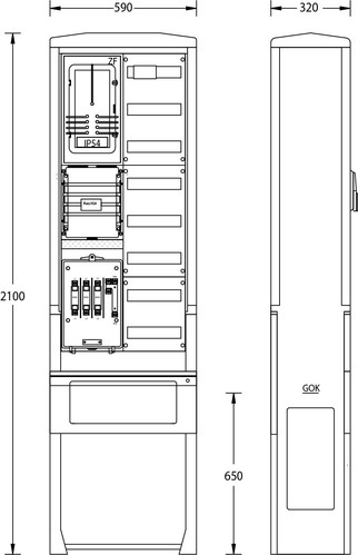 uesa Zähleranschlußsäule 2100x590x320mm ZAS-S-1-1VF N-ERGIE
