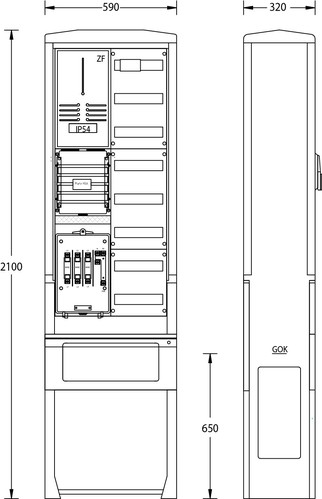 uesa Zähleranschlußsäule 2100x590x320mm ZAS-S-1-1VF Netze BW