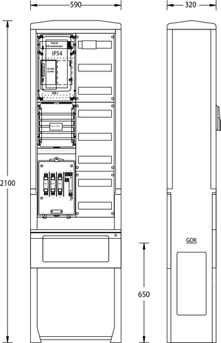 uesa Zähleranschlußsäule 2100x590x320mm ZAS-S-1-1VF S.Berlin