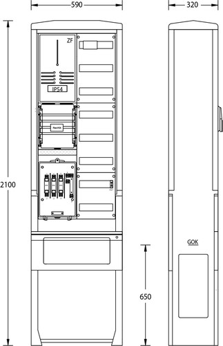 uesa Zähleranschlußsäule 2100x590x320mm ZAS-S-1-1VF TEN