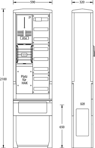 uesa Zähleranschlußsäule 2100x590x320mm ZAS-S-1-1VF WEMAG