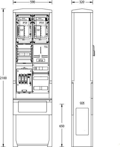 uesa Zähleranschlußsäule 2100x590x320mm ZAS-S-2-TSG S.Berlin
