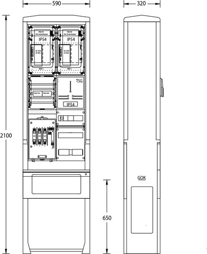 uesa Zähleranschlußsäule 2100x590x320mm ZAS-S2-TSG S.Hamburg