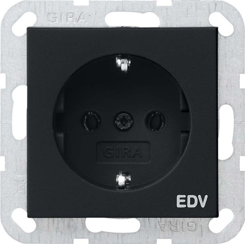 Gira Schuko-Steckdose schwarz Aufdruck EDV 0458005