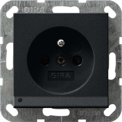 Gira Steckdose m. Erdstift schwarz m.LED-Leuchte 1172005