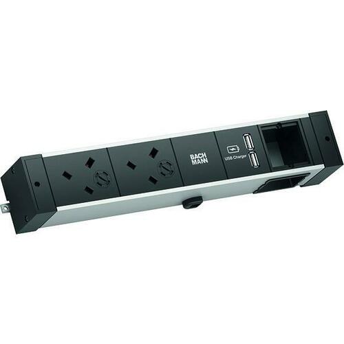 Bachmann DESK RAIL Ladeeinsatz UK 2xUK 1xUSB 1xCM 941.003 Bachmann DESK RAIL Ladeeinsatz UK 2xUK 1xUSB 1xCM 941.003