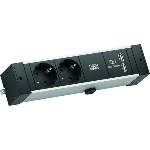 Bachmann DESK RAIL Ladeeinsatz CH 2xCEE7/3 1xUSB 941.101 Bachmann DESK RAIL Ladeeinsatz CH 2xCEE7/3 1xUSB 941.101