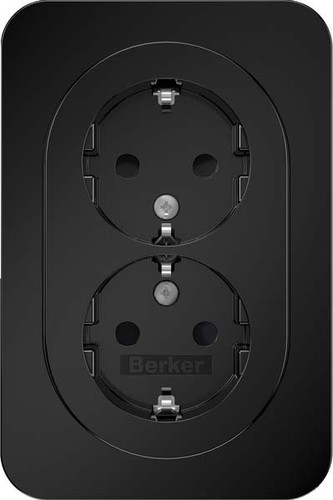 Berker Doppelsteckdose SCHUKO R.1 schwarz glänzend 47592045