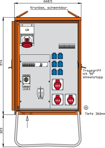 Walther Werke Verteilerschrank 44kVA,2RCDs TypB,9LS WV0369R1