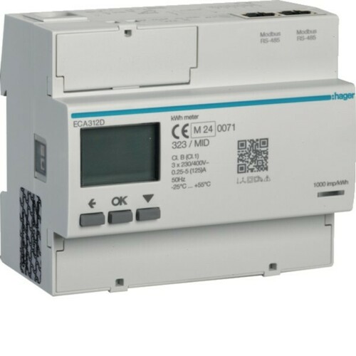 Hager Energiezähler 3phasig 125A, 6M, AGARDIO ECA312D